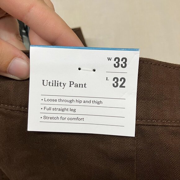 NWT Goodfellow & Co Men's 33X32 Brown Straight Leg Utility Pants Herringbone - Picture 9 of 14